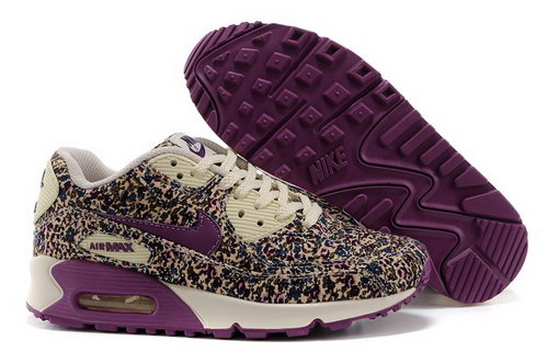 Nike Air Max 90 Womenss Running Shoes Flower Purple Brown